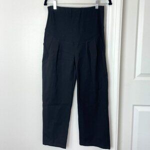 Black Maternity Trouser Pants - Over-the-belly with stretch - ankle length